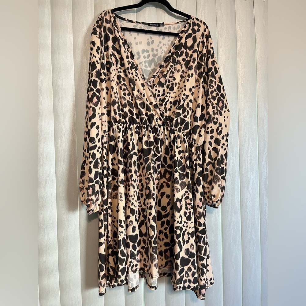 Leopard Print faux Wrap Dress